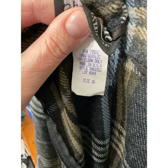 VTG Early 90s Plaid Tartan Maxi Skirt Grey Size 16 X-Large Wildlife Sportswear - Picture 6 of 6